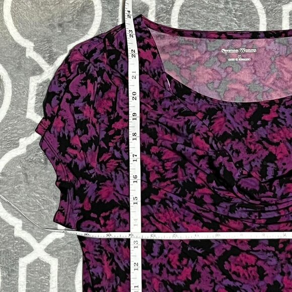 Studio Works short sleeve blouse pink/purple top. Cowl neck. Size Medium. - Picture 4 of 7